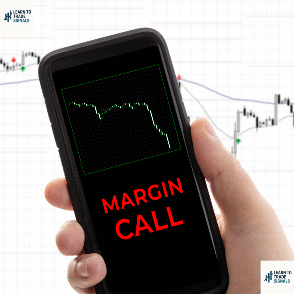 hand holding mobile phone with magin message on screen. Leverage And Margin