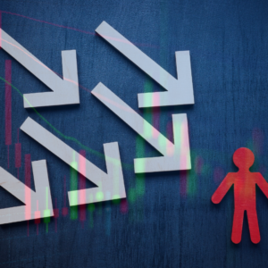 Arrows Pointing At Silhouette. Trading Psychology Mastered